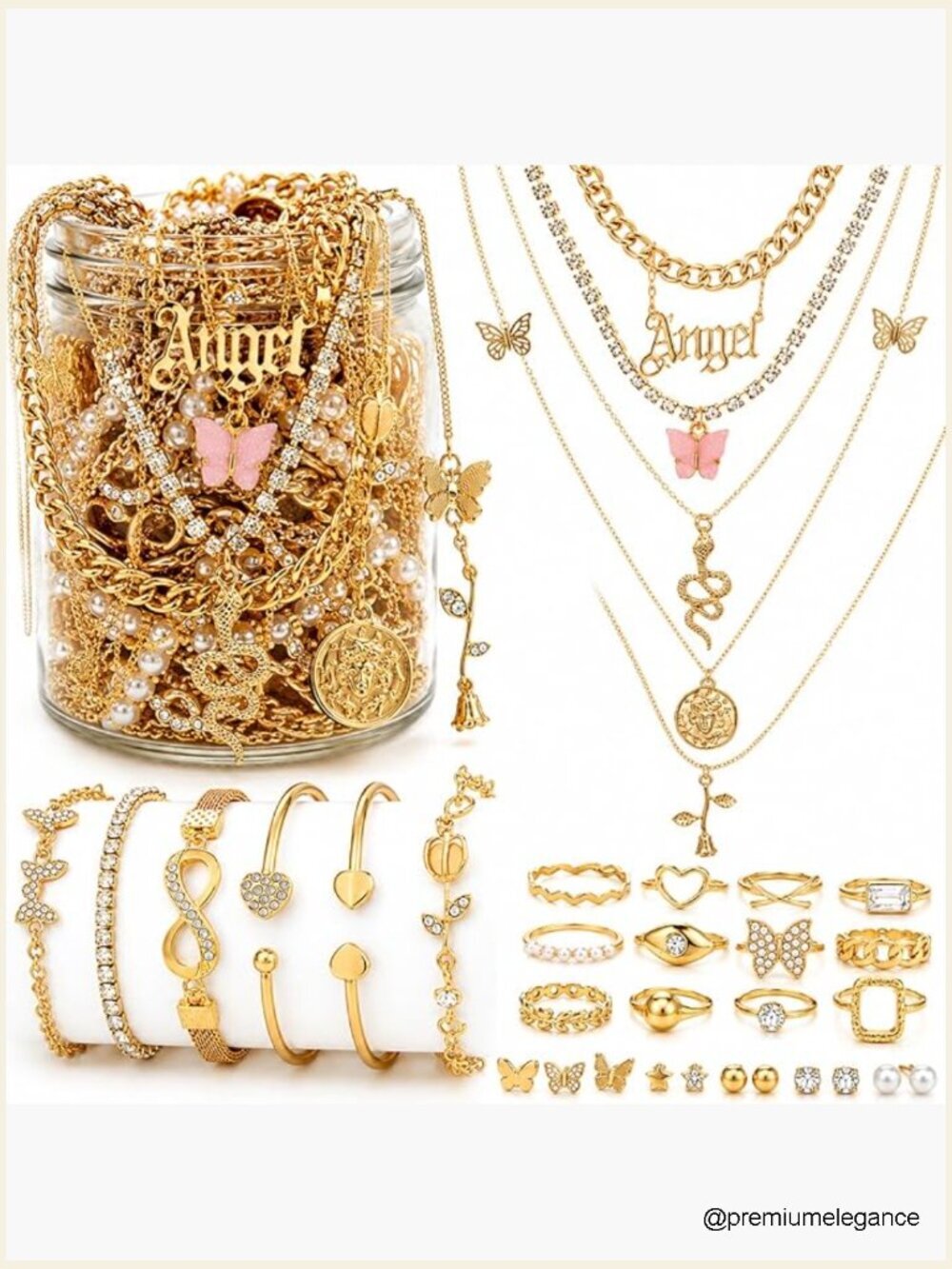 Mystery Jewelry Jar Bundle – 65-70 Pcs Gold Jewelry Set for Women